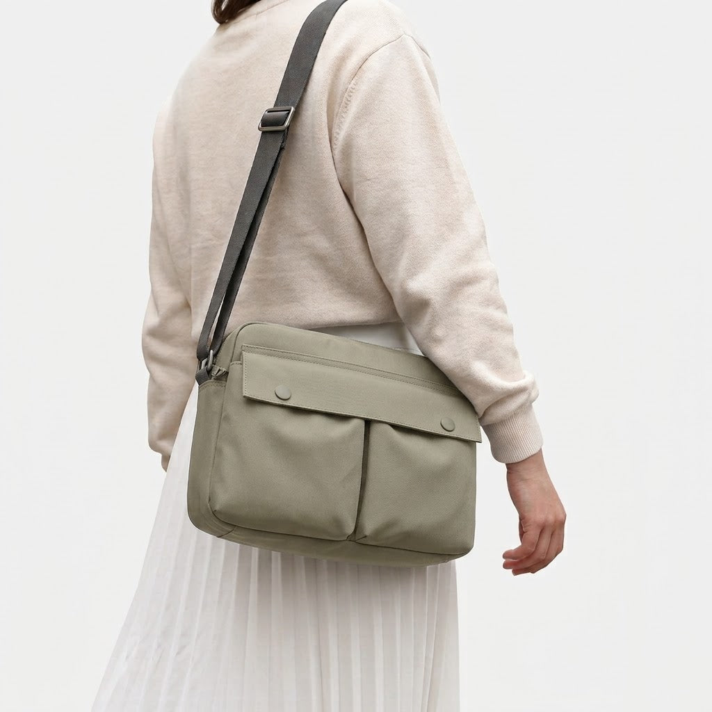 Sac bandoulière unisexe en nylon - kaki