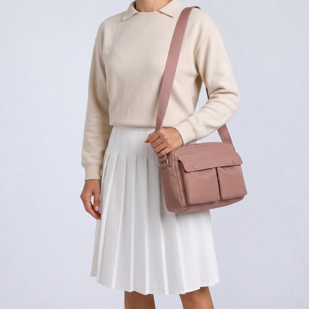 Sac bandoulière unisexe en nylon - rose
