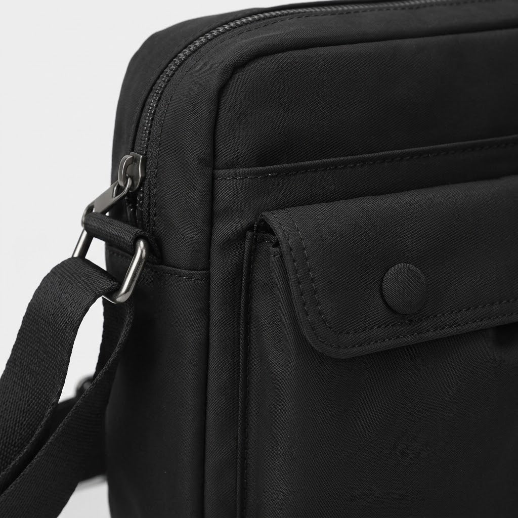 Sac bandoulière unisexe en nylon - noir
