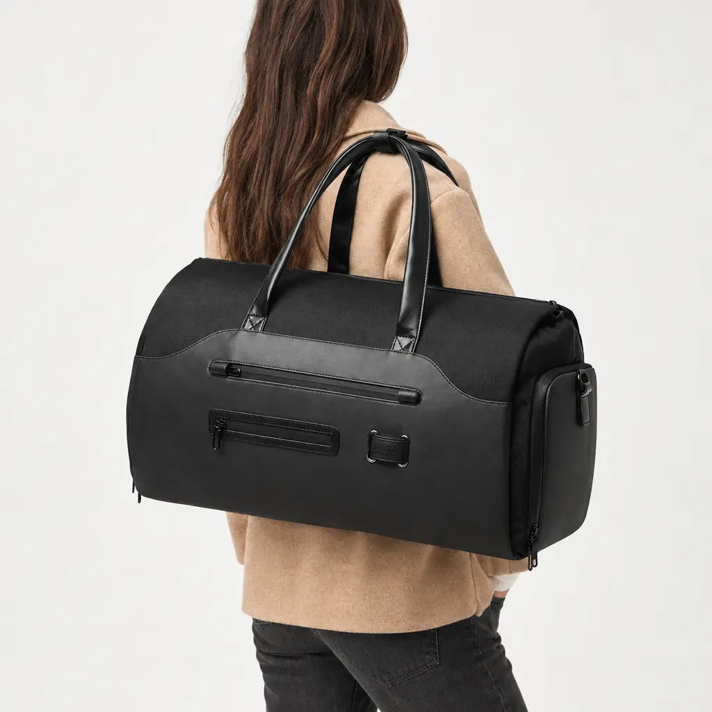 Sac porte-costume à compartiment chaussures - noir