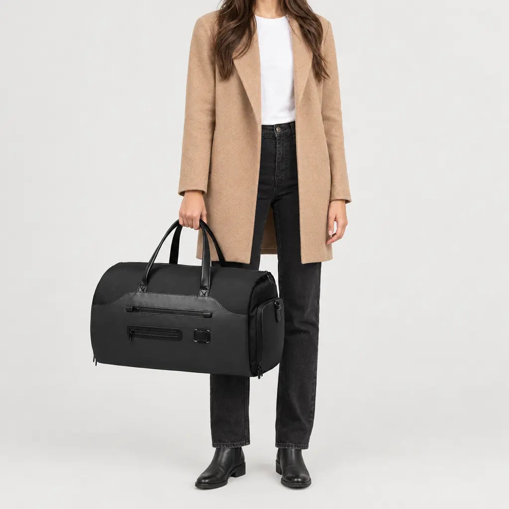 Sac porte-costume à compartiment chaussures - noir