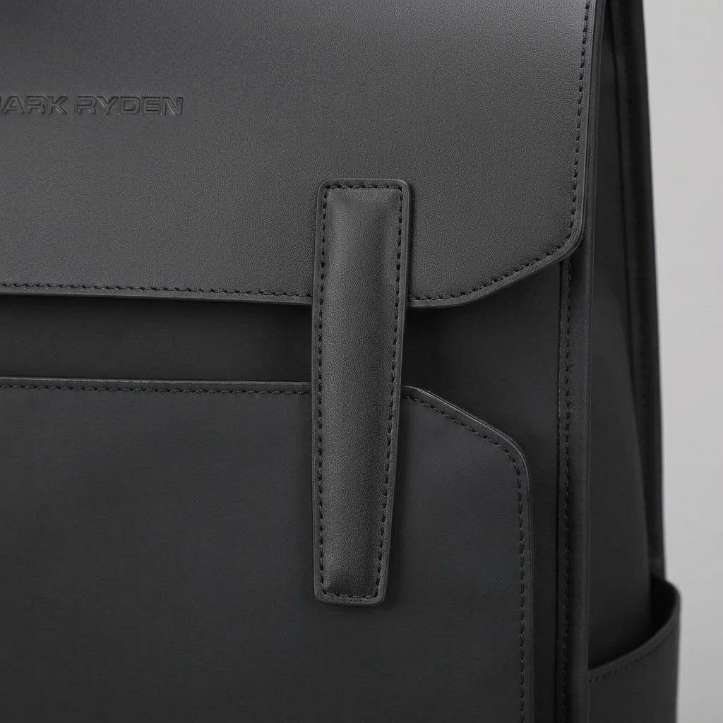 Sac ordinateur homme en cuir imperméable - noir