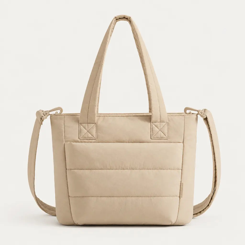 Sac cabas à bandoulière rembourrée - beige