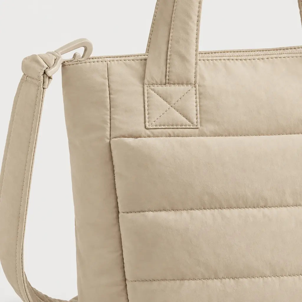 Sac cabas à bandoulière rembourrée - beige