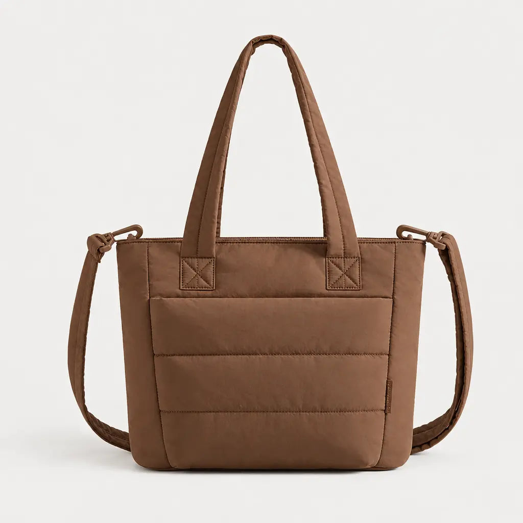 Sac cabas à bandoulière rembourrée - marron