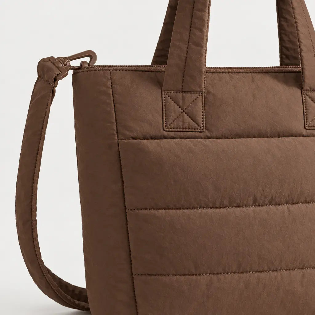 Sac cabas à bandoulière rembourrée - marron