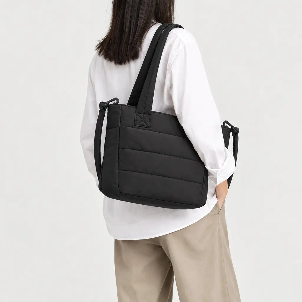 Sac cabas à bandoulière rembourrée - noir