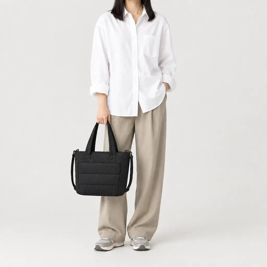 Sac cabas à bandoulière rembourrée - noir