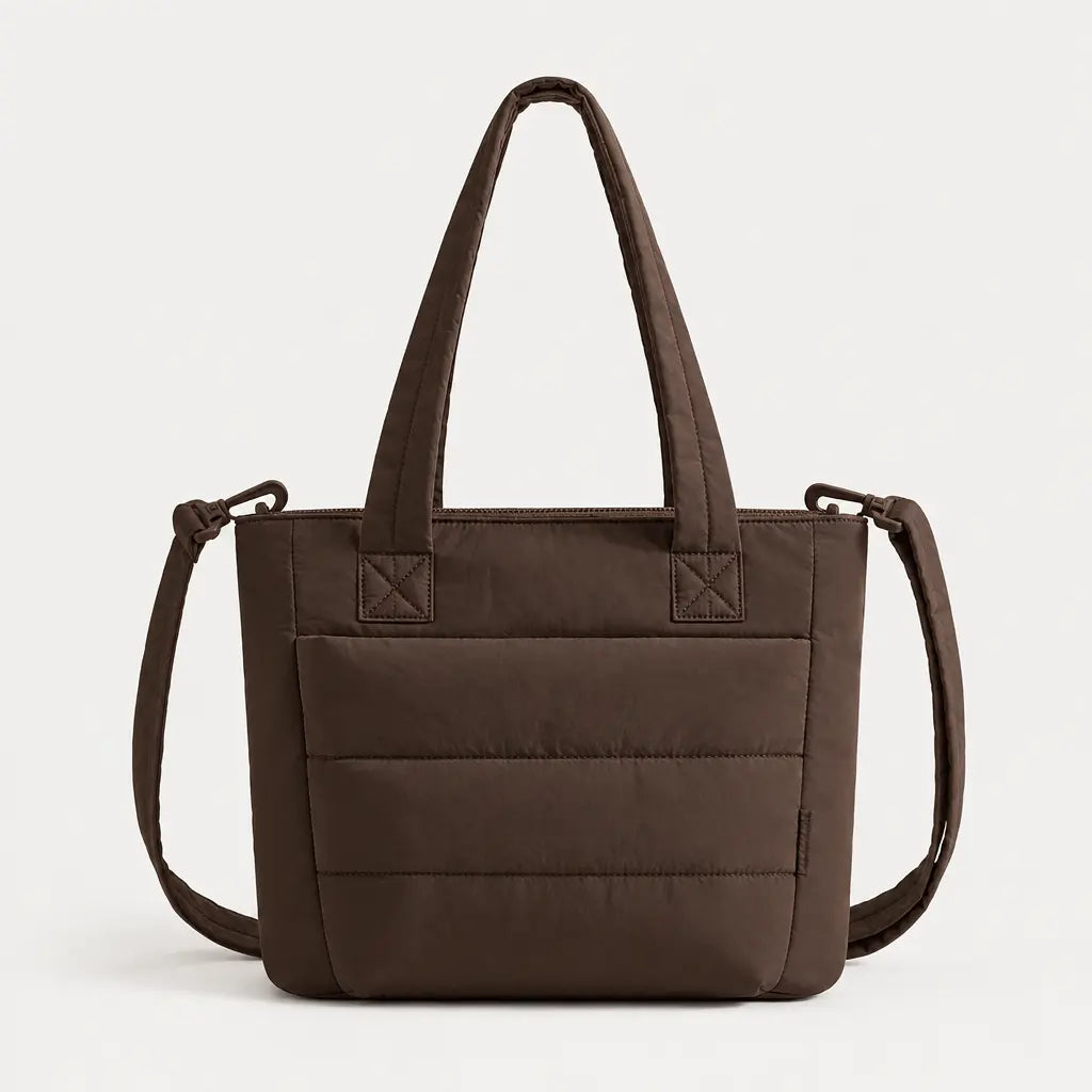 Sac cabas à bandoulière rembourrée - chocolat