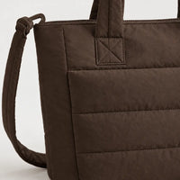 Sac cabas à bandoulière rembourrée - chocolat