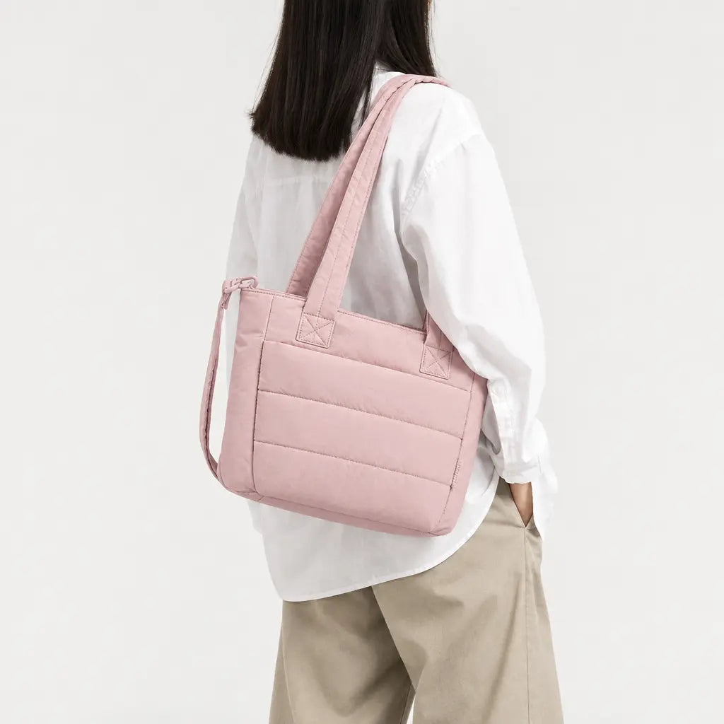 Sac cabas à bandoulière rembourrée - rose