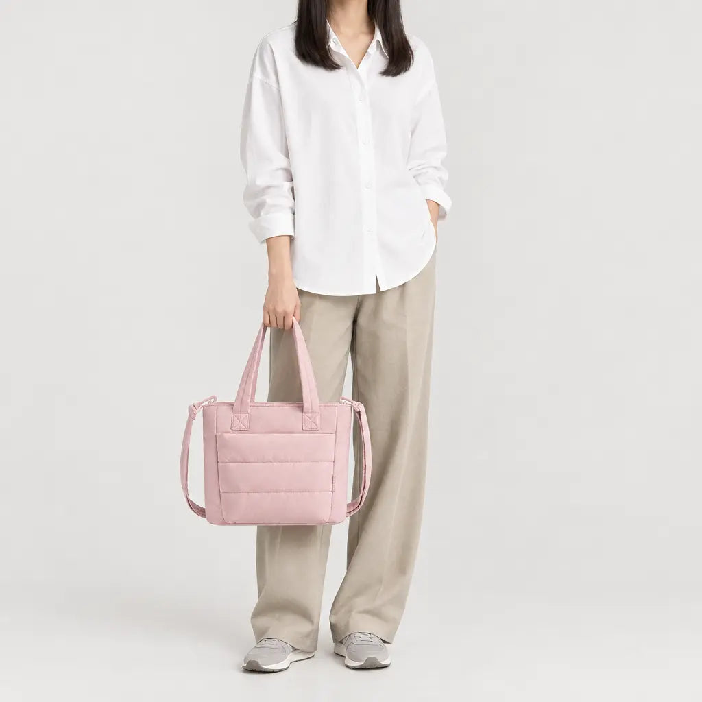 Sac cabas à bandoulière rembourrée - rose