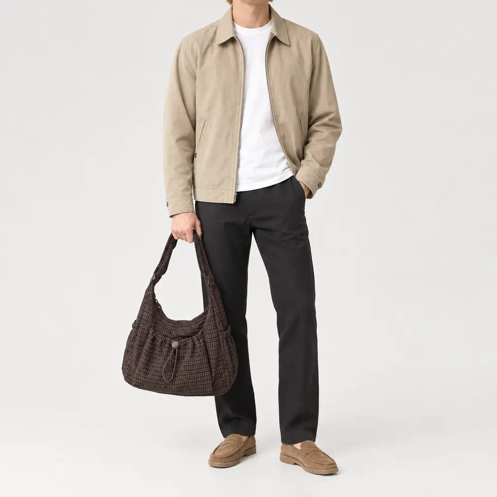 Sac bandoulière en nylon - cafe