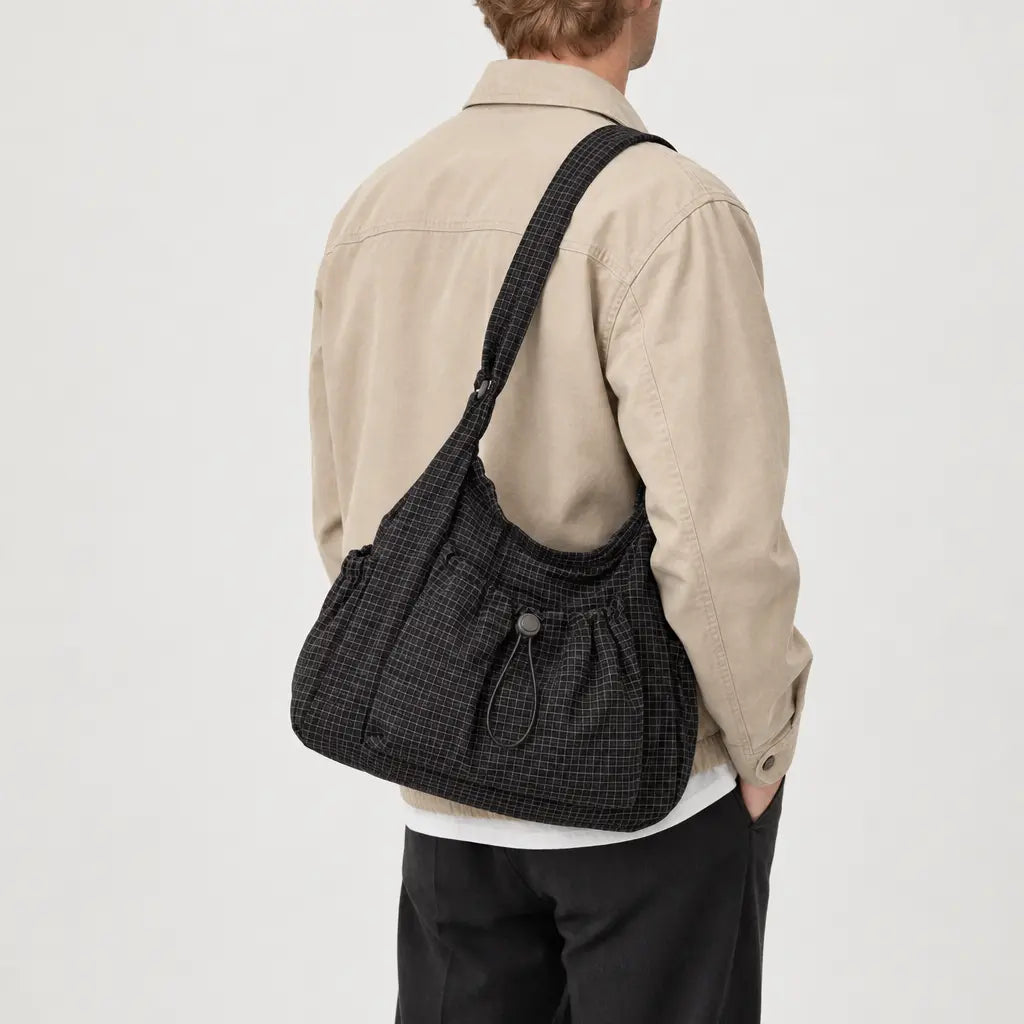 Sac bandoulière en nylon - noir