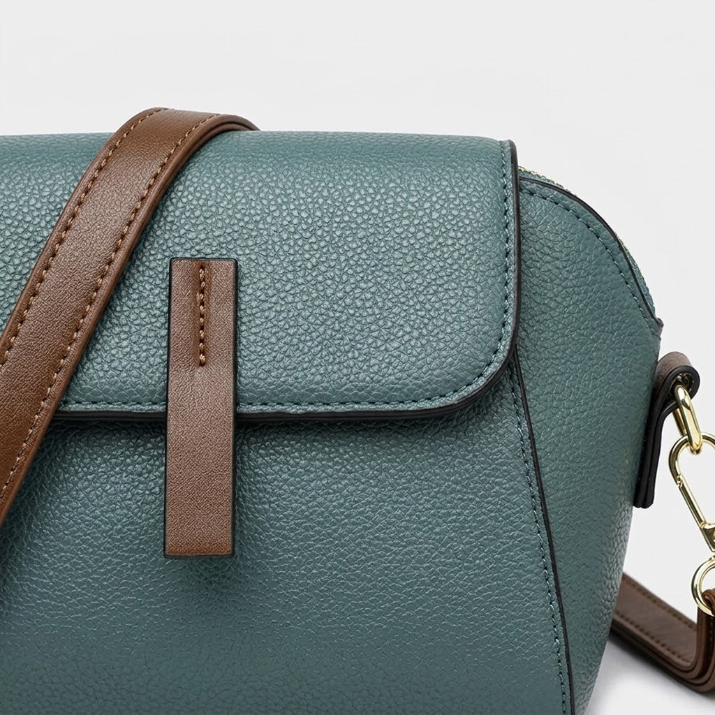 Sac bandoulière femme en cuir véritable - bleu