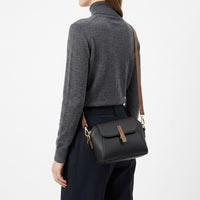 Sac bandoulière femme en cuir véritable - noir