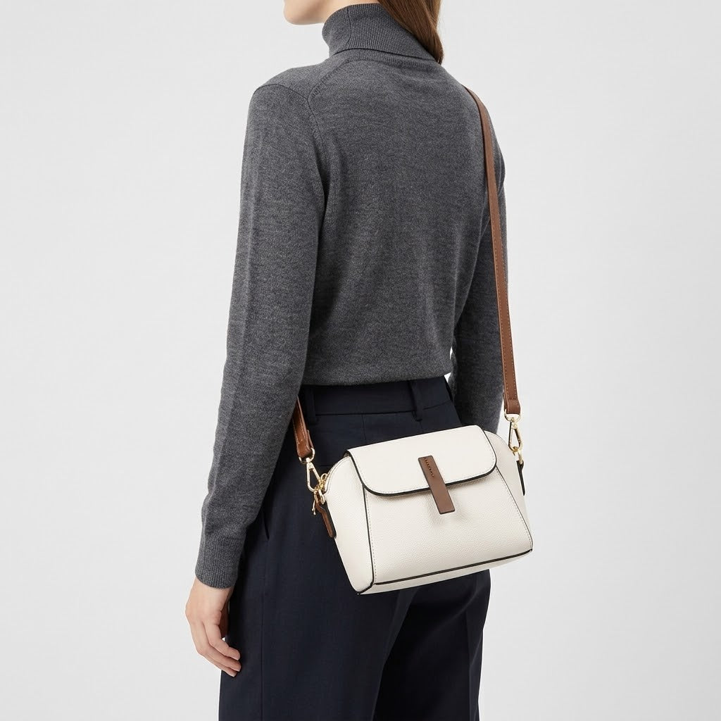 Sac bandoulière femme en cuir véritable - blanc