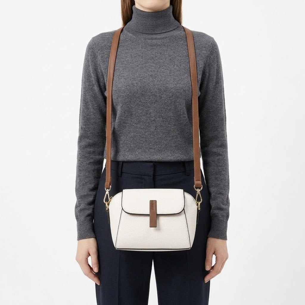 Sac bandoulière femme en cuir véritable - blanc