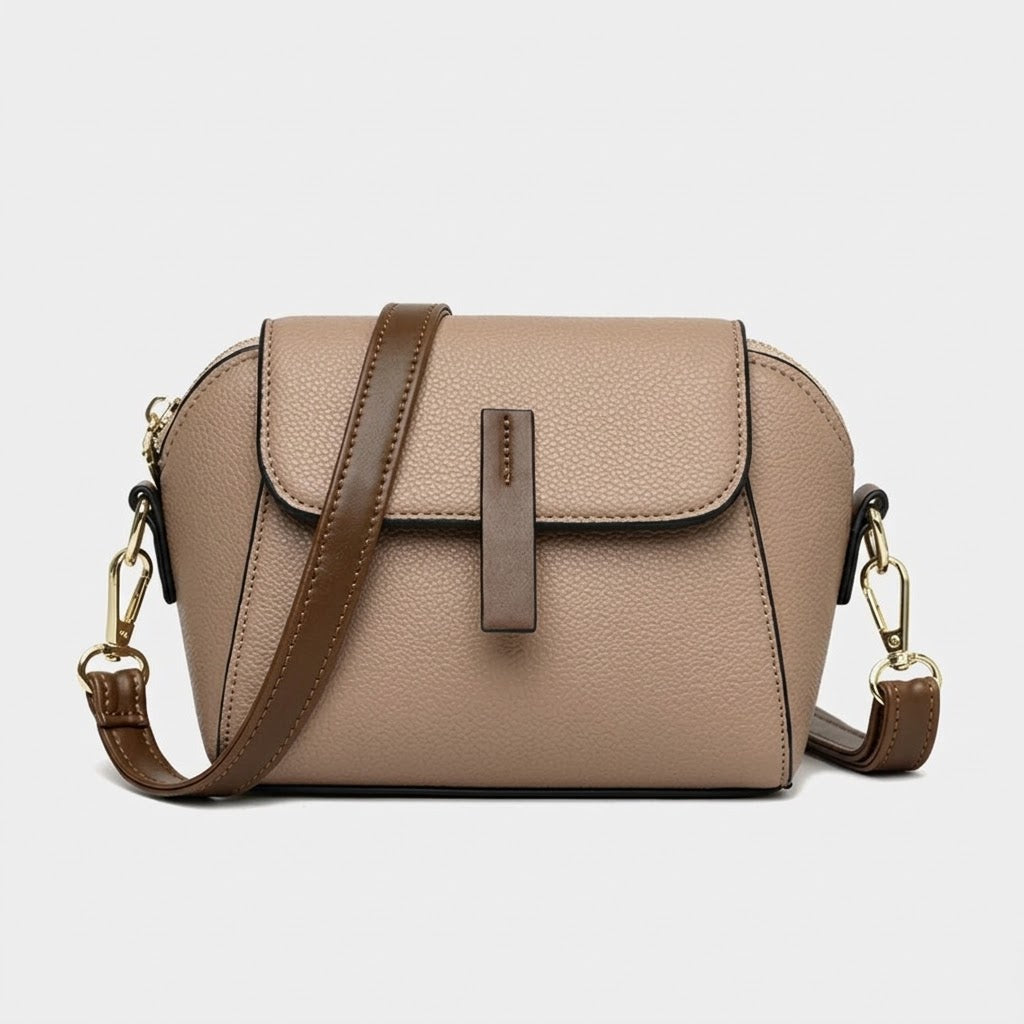 Sac bandoulière femme en cuir véritable - kaki