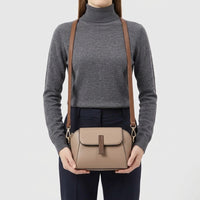 Sac bandoulière femme en cuir véritable - kaki