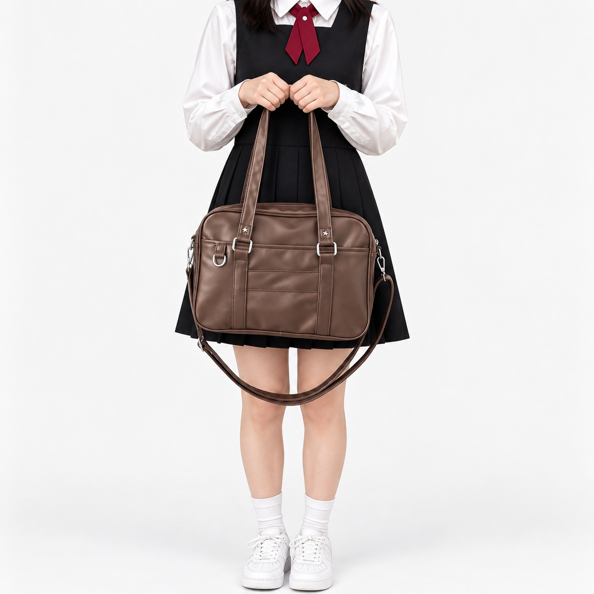 Sac bandoulière femme à poche extérieure - marron