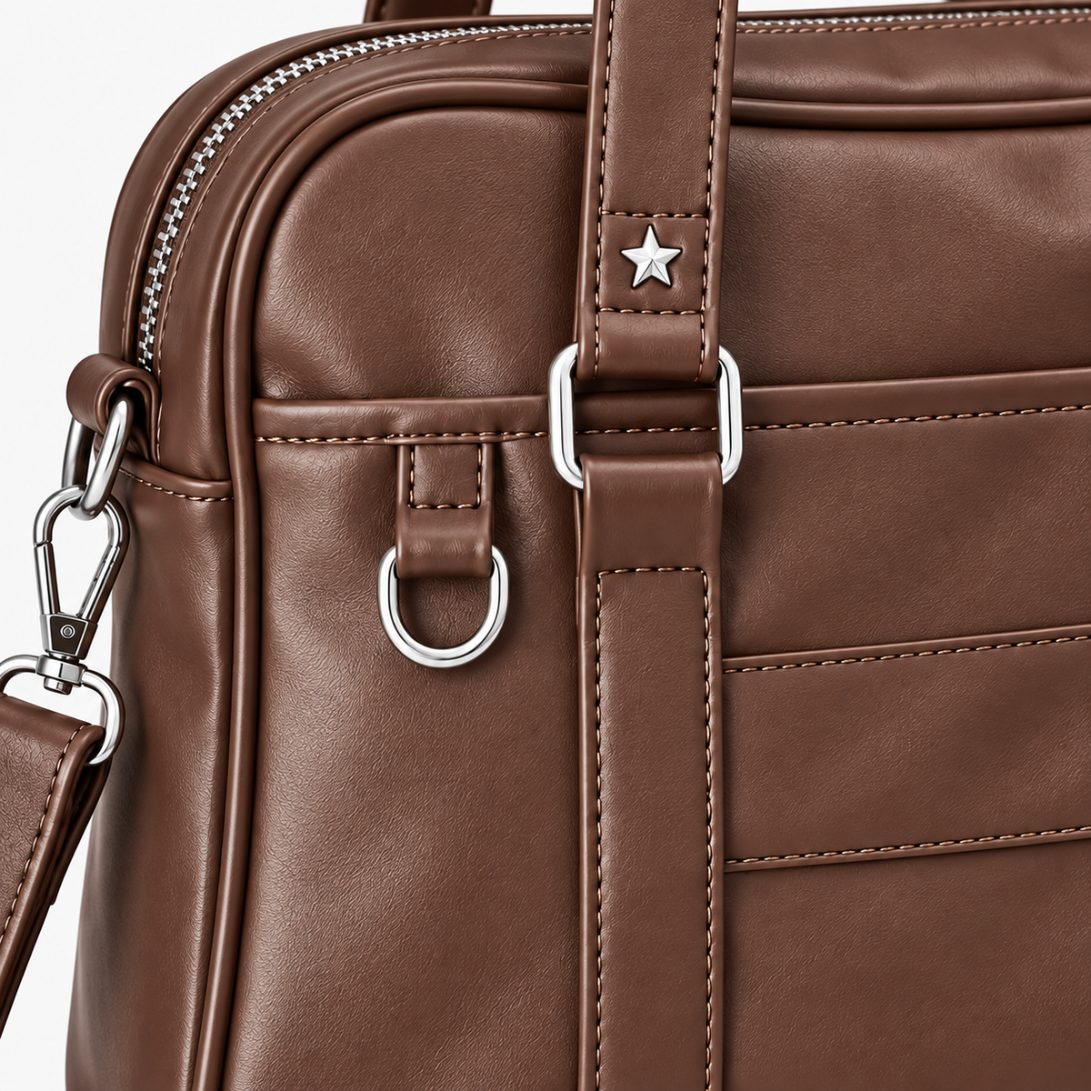 Sac bandoulière femme à poche extérieure - marron