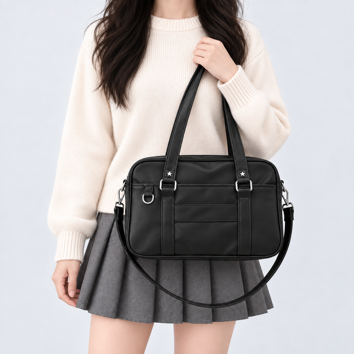 Sac bandoulière femme à poche extérieure - noir