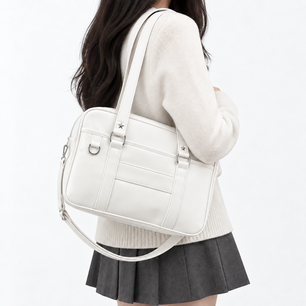 Sac bandoulière femme à poche extérieure - blanc