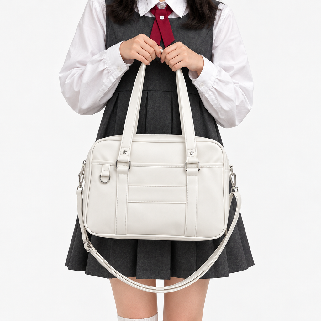 Sac bandoulière femme à poche extérieure - blanc