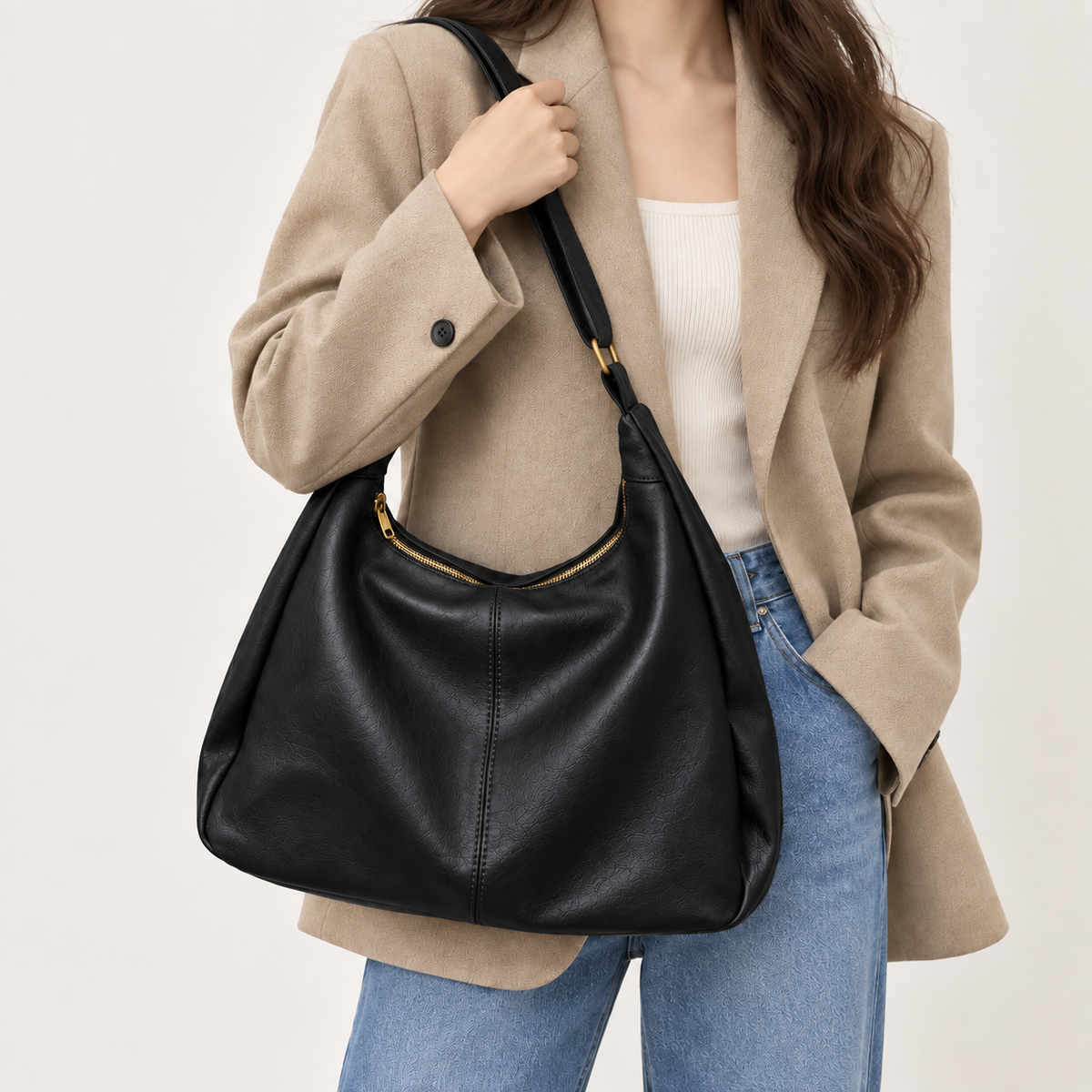 Sac à main carré femme à bandoulière - noir