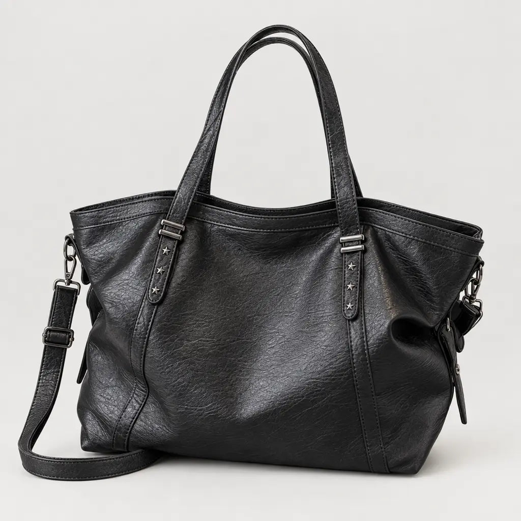 Sac cabas femme en simili cuir - noir