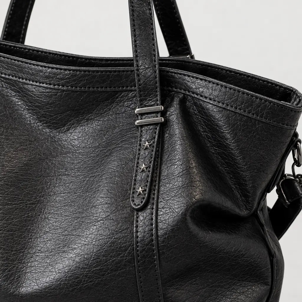 Sac cabas femme en simili cuir - noir