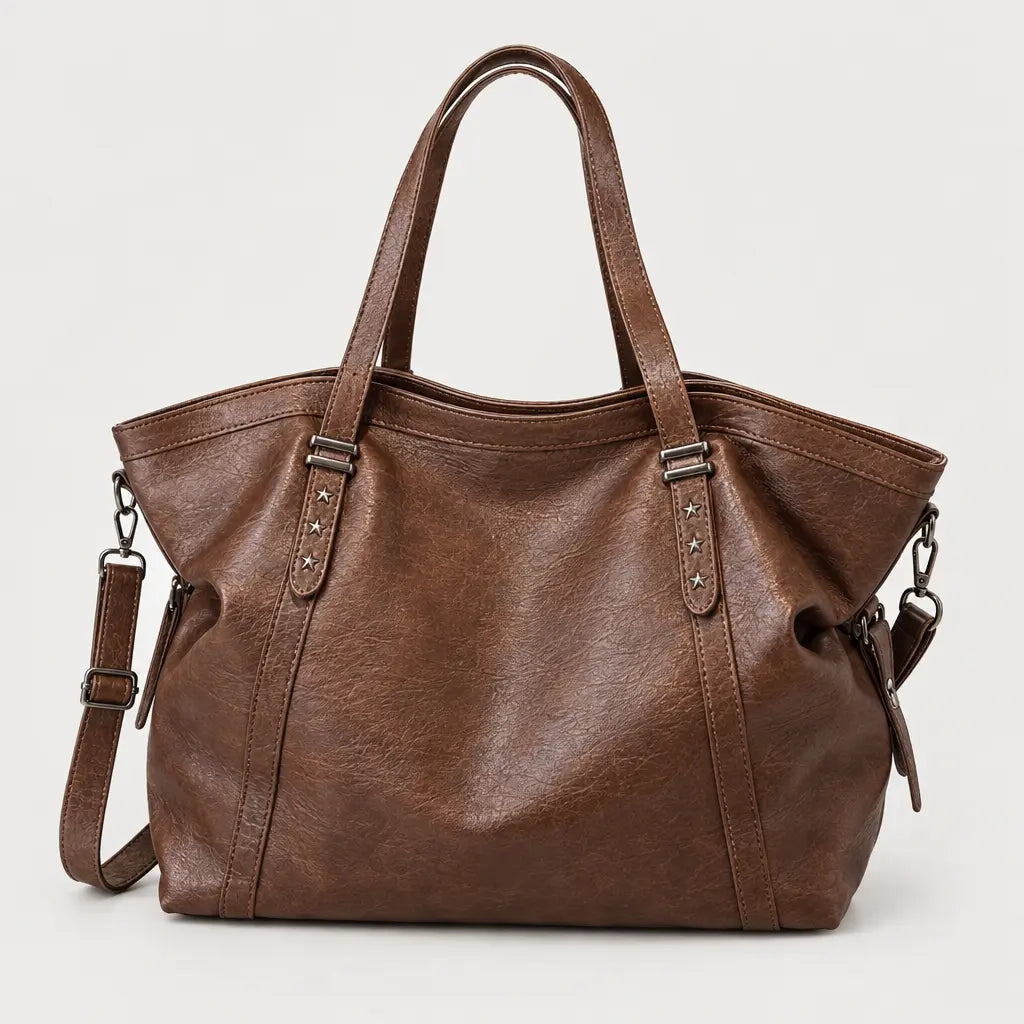 Sac cabas femme en simili cuir - cafe