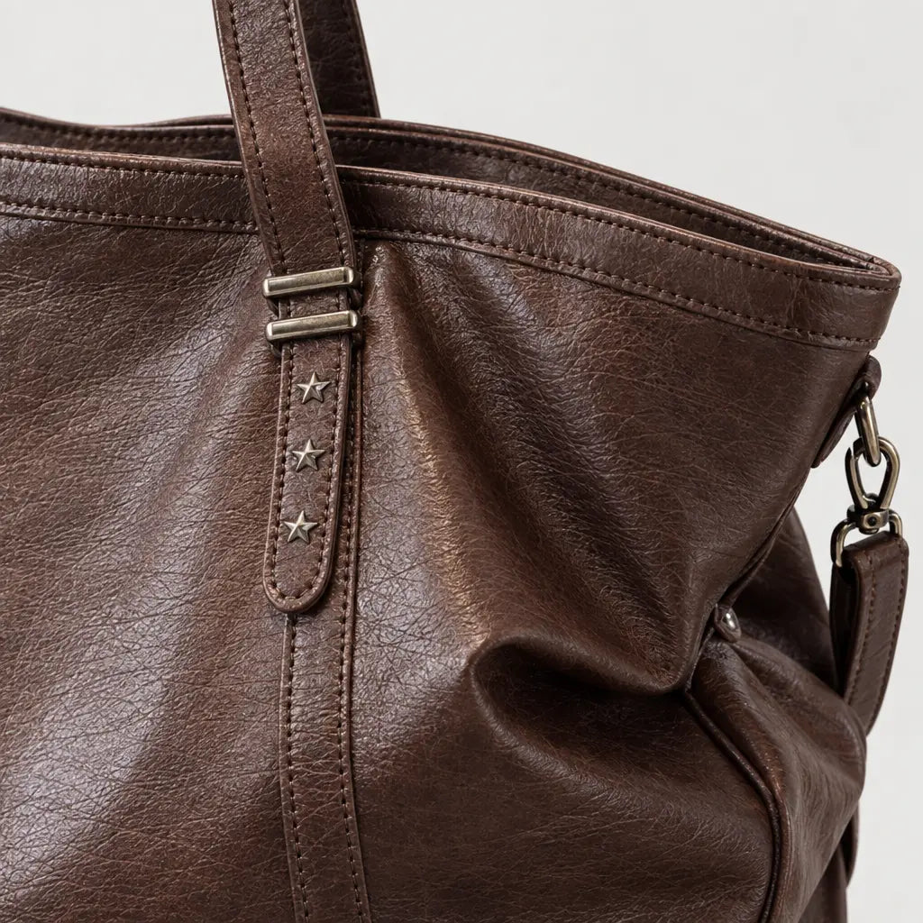 Sac cabas femme en simili cuir - cafe