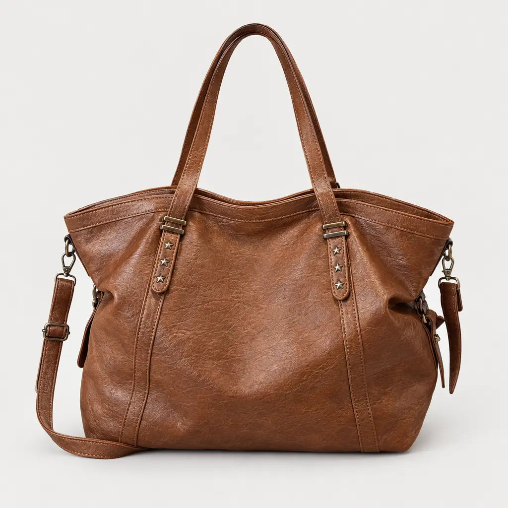 Sac cabas femme en simili cuir - marron