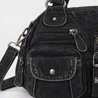 Sac à main femme en simili cuir à anse - jean noir
