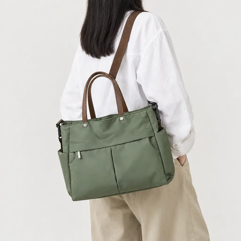 Sac cabas femme en nylon - vert