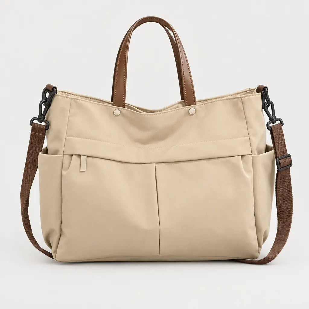 Sac cabas femme en nylon - beige