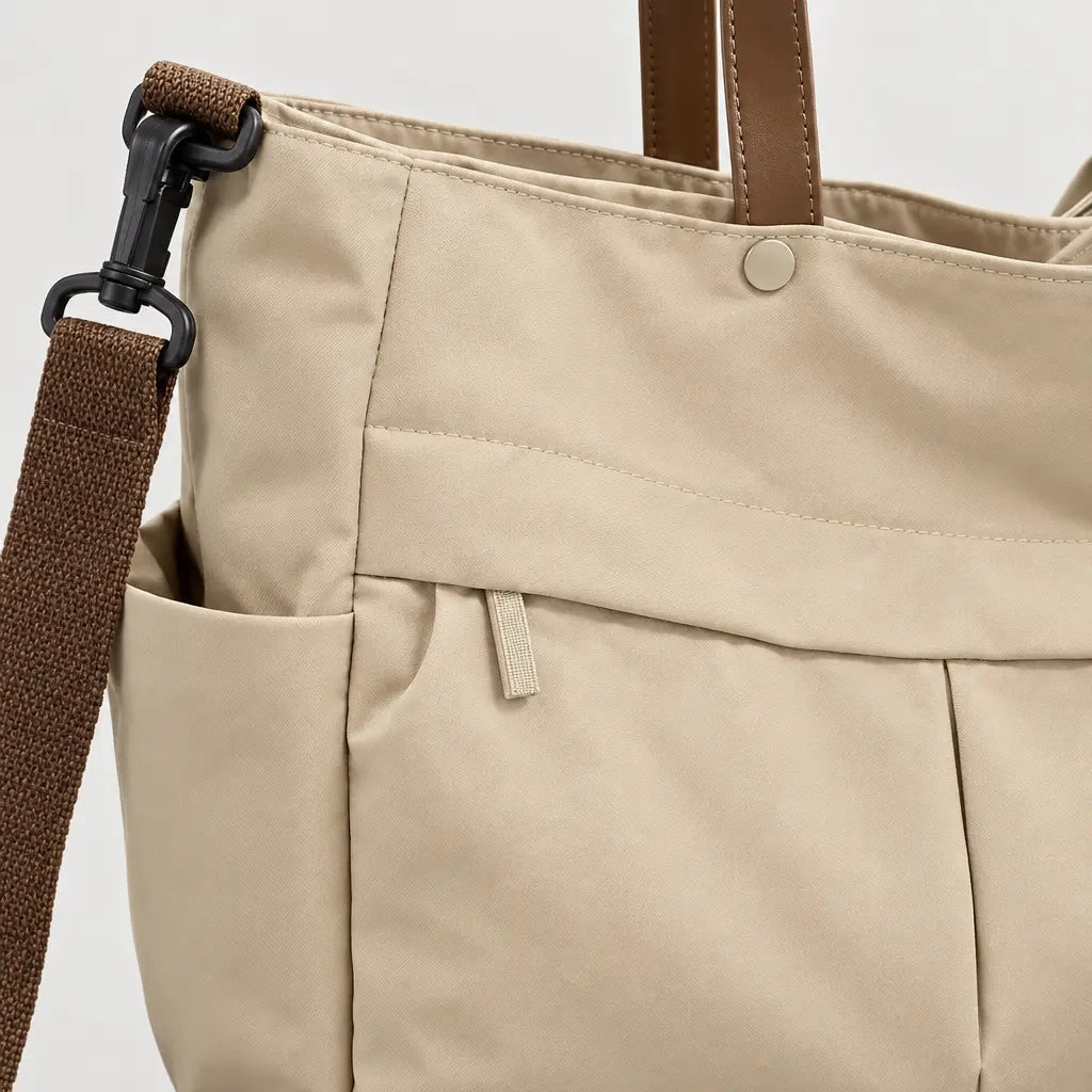 Sac cabas femme en nylon - beige