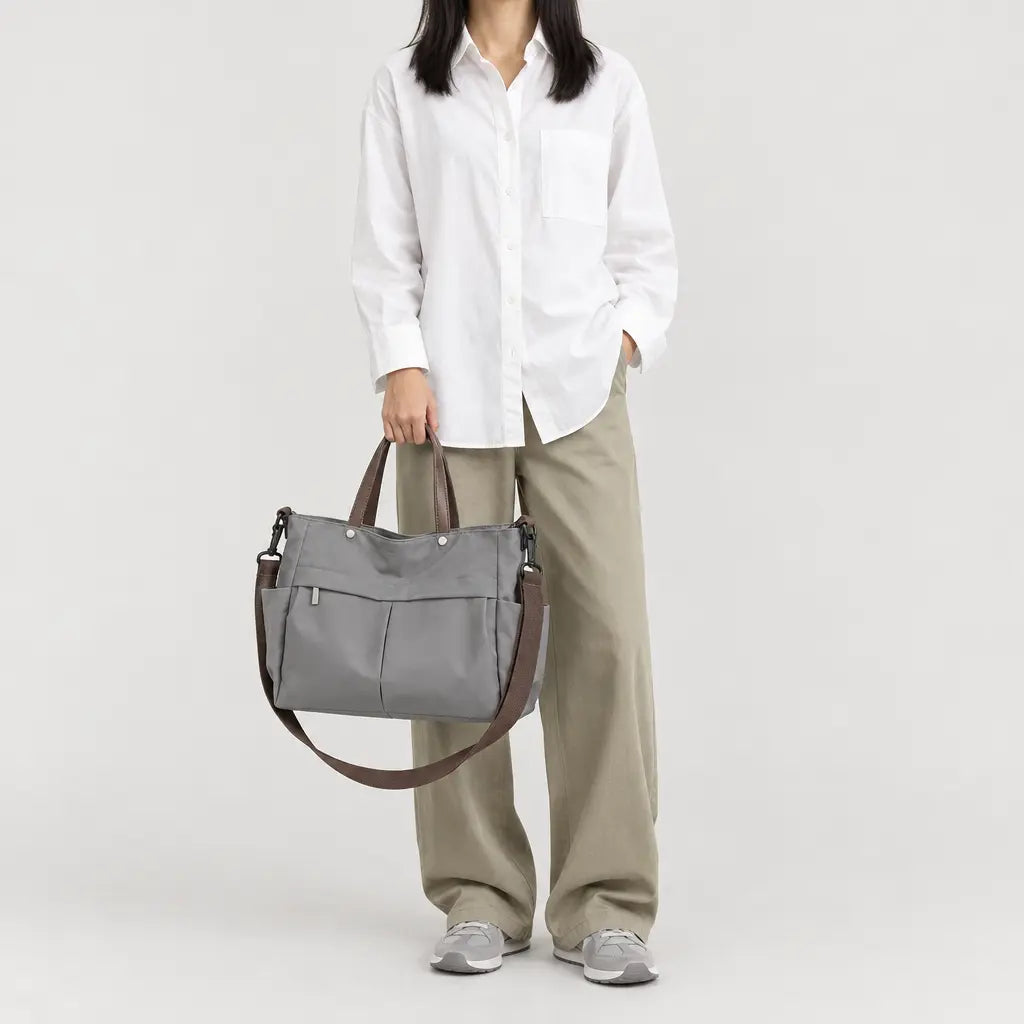 Sac cabas femme en nylon - gris
