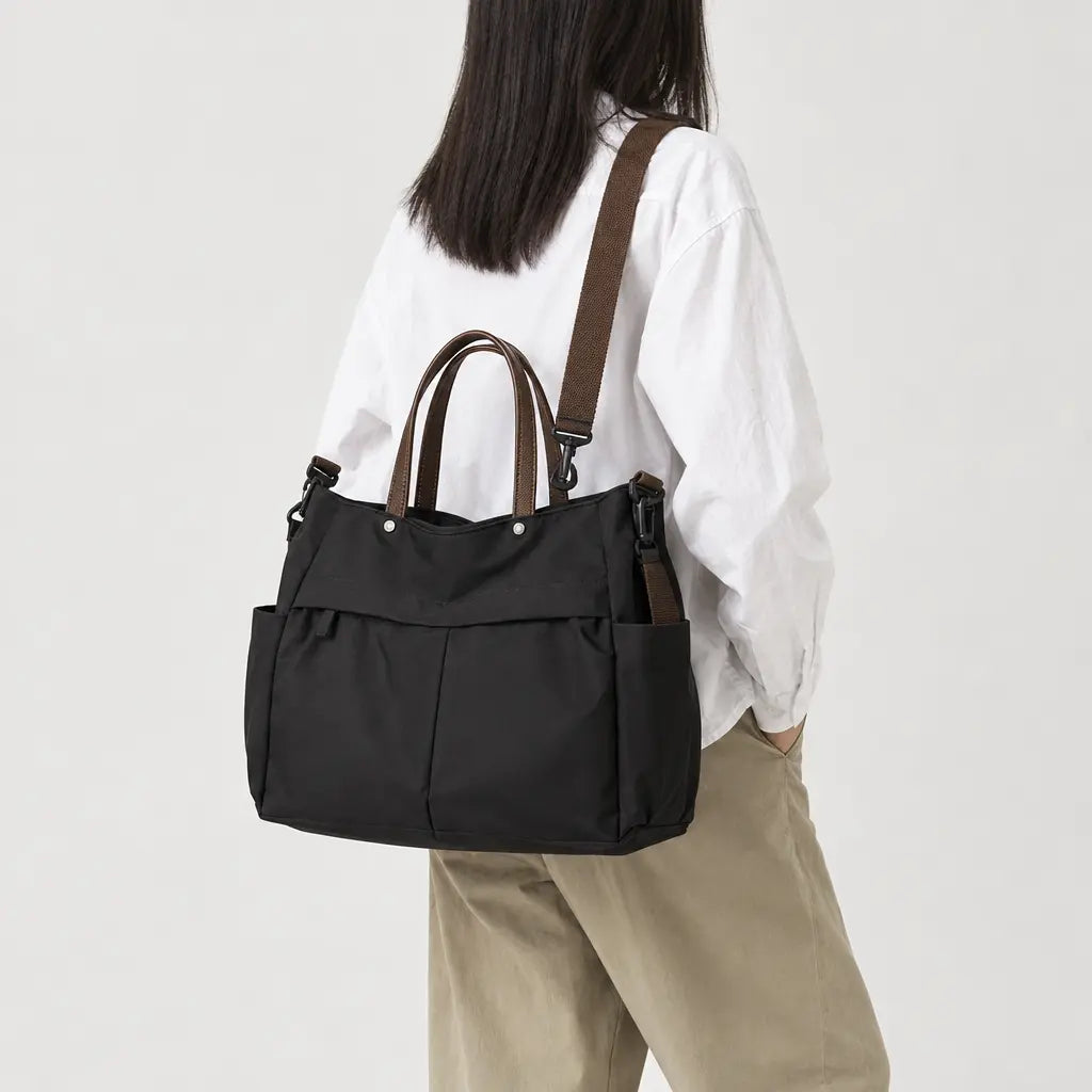 Sac cabas femme en nylon - noir