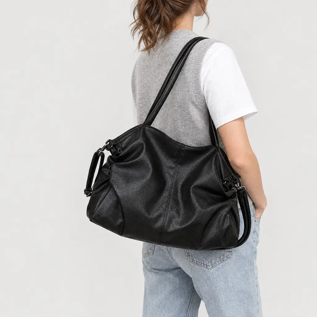 Sac à main femme à bouton-pression - noir