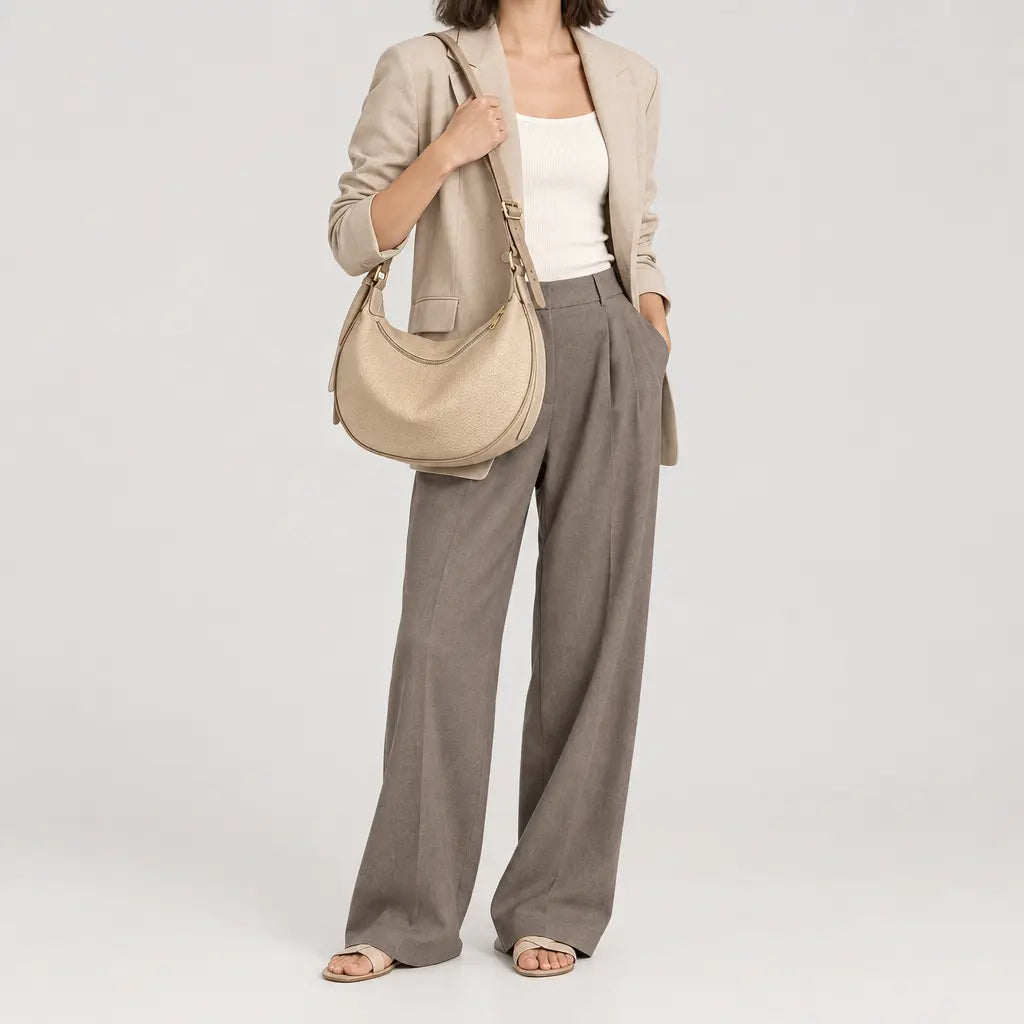 Sac à main femme arrondi - beige