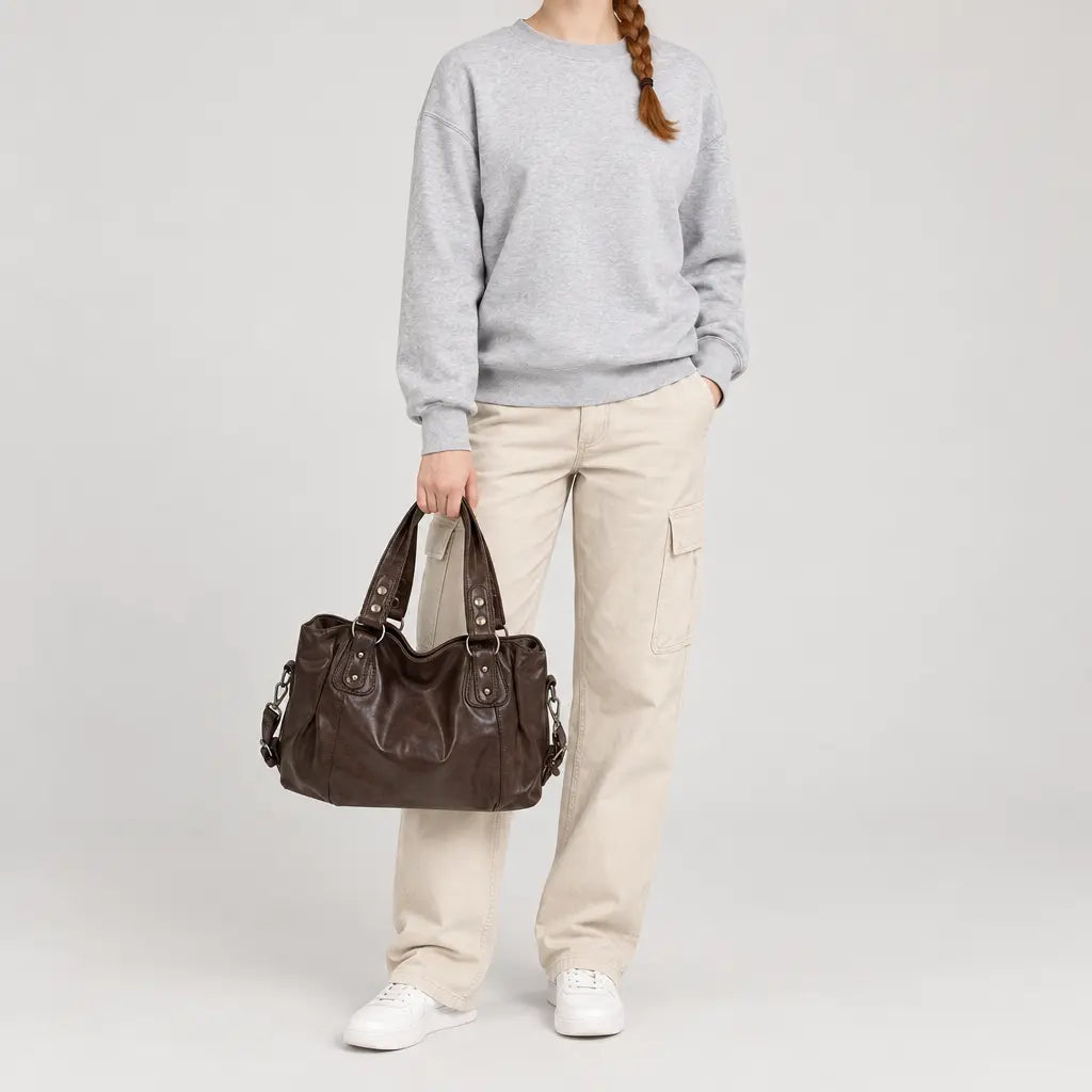 Sac à main femme bicolore - cafe