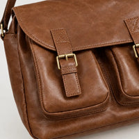 Sac bandoulière femme à double fermeture - marron