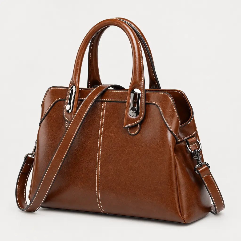 Sac bandoulière femme en cuir ciré - marron
