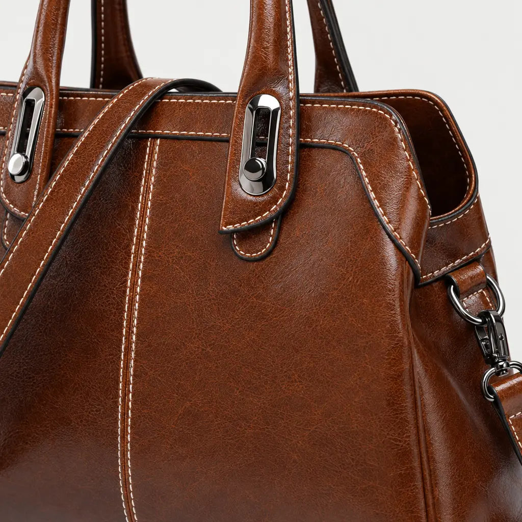 Sac bandoulière femme en cuir ciré - marron