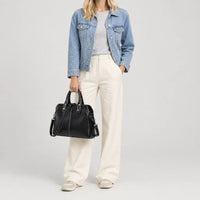 Sac bandoulière femme en cuir ciré - noir
