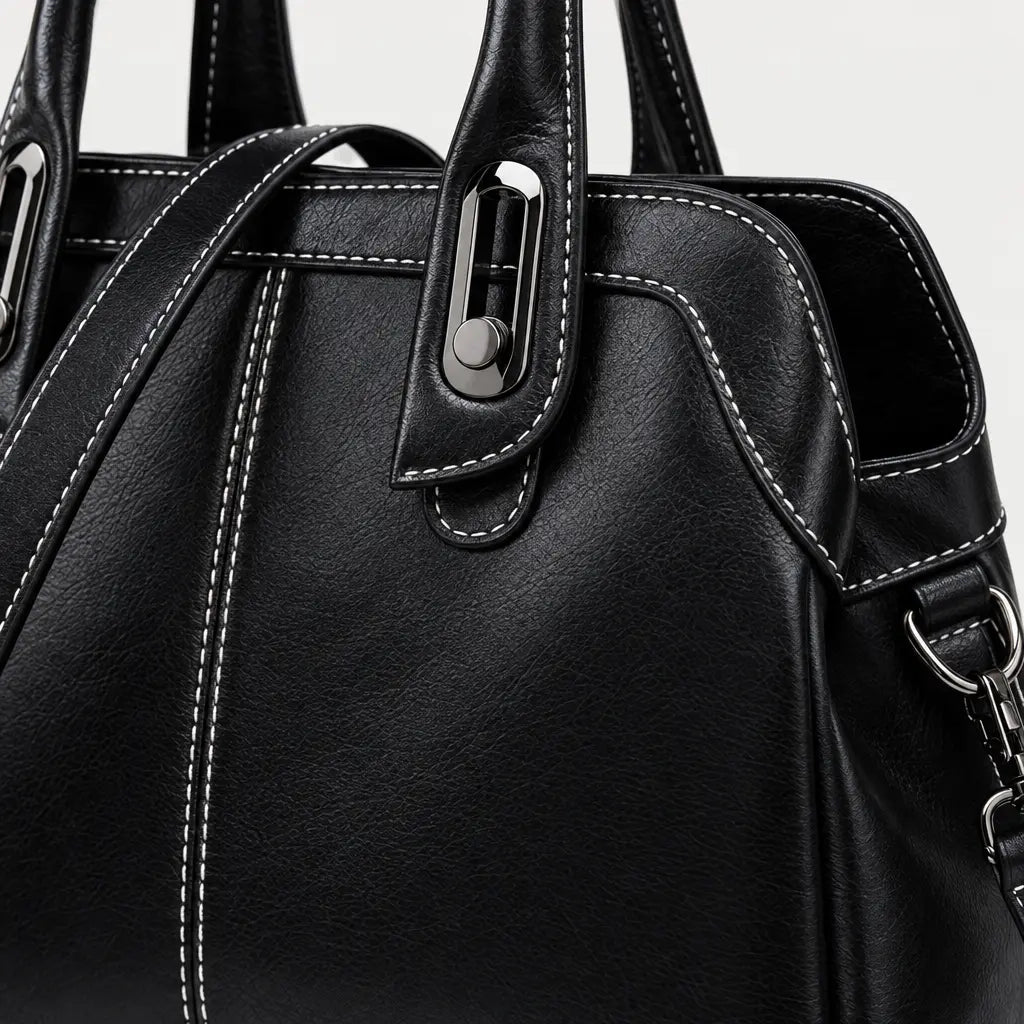 Sac bandoulière femme en cuir ciré - noir