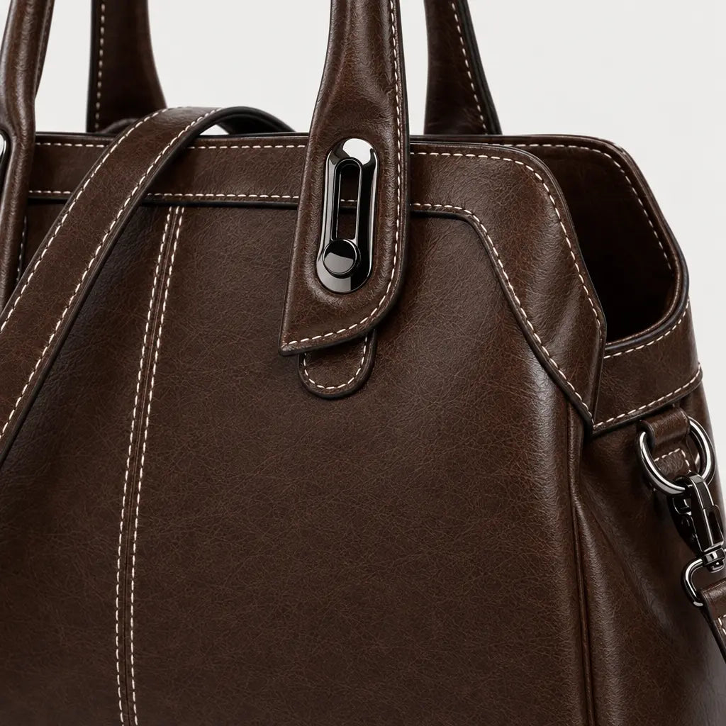 Sac bandoulière femme en cuir ciré - cafe
